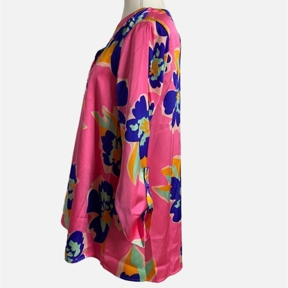 Jodifl Pink and Blue Floral Long Sleeve Blouse NWT - Picture 2 of 14